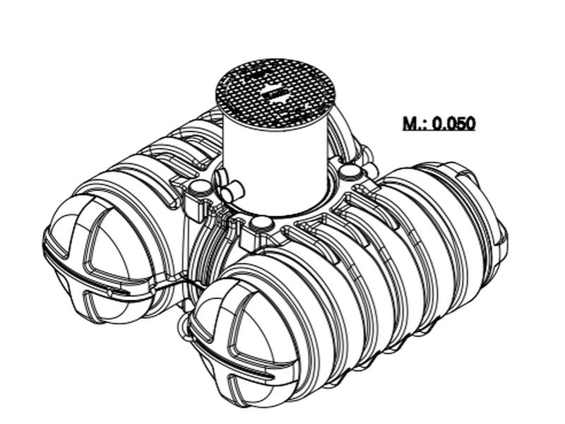 Roth Flachtank - Zisterne Twinbloc 3500 Liter mit Filterkorb, höhenverstabllbarem Domschacht und Abd