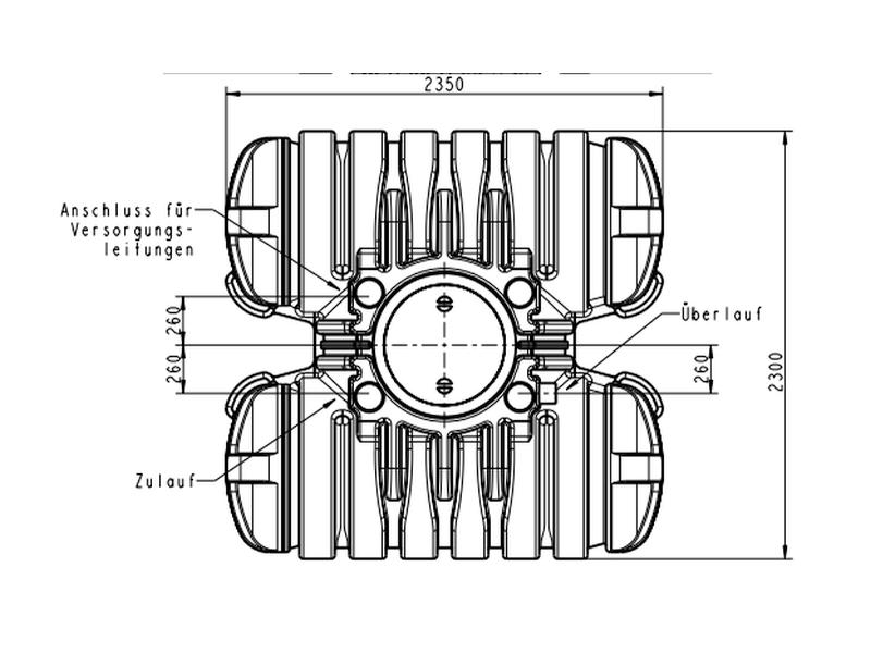 Roth Flachtank - Zisterne Twinbloc 3500 Liter mit höhenverstabllbarem Domschacht und Abdeckung
