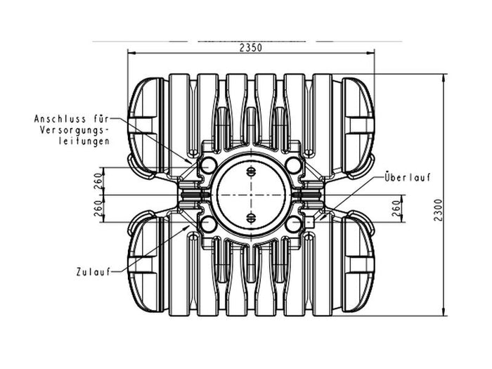 Roth Flachtank - Zisterne Twinbloc 3500 Liter mit höhenverstabllbarem Domschacht und Abdeckung