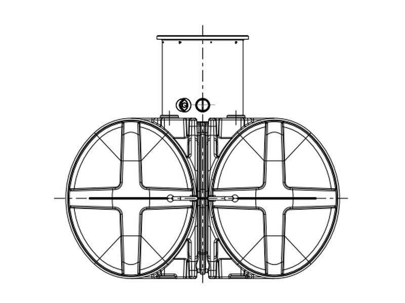 Roth Flachtank - Zisterne Twinbloc 5000 Liter mit Filterkorb, höhenverstabllbarem Domschacht und Abd