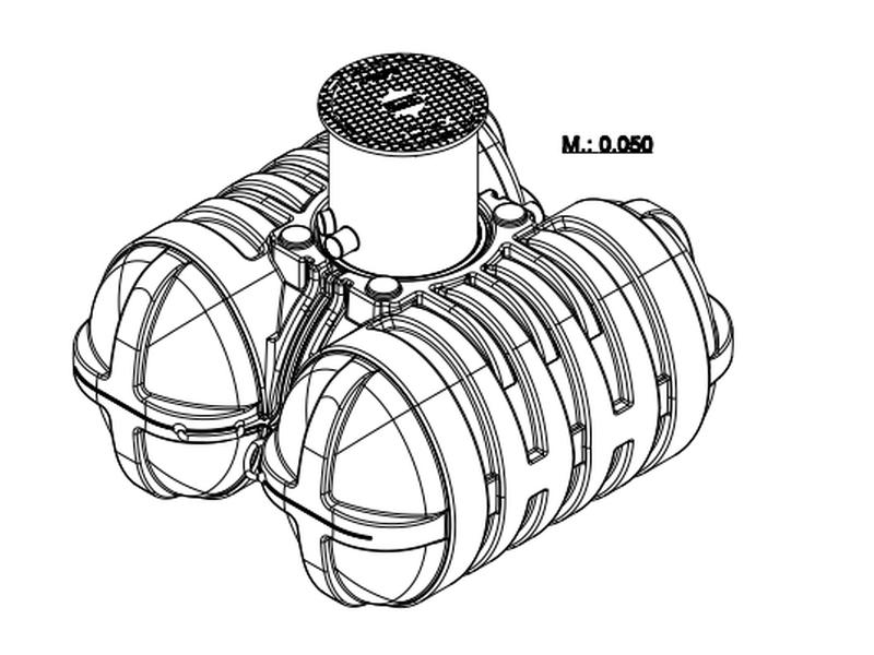 Roth Flachtank - Zisterne Twinbloc 5000 Liter mit Filterkorb, höhenverstabllbarem Domschacht und Abd