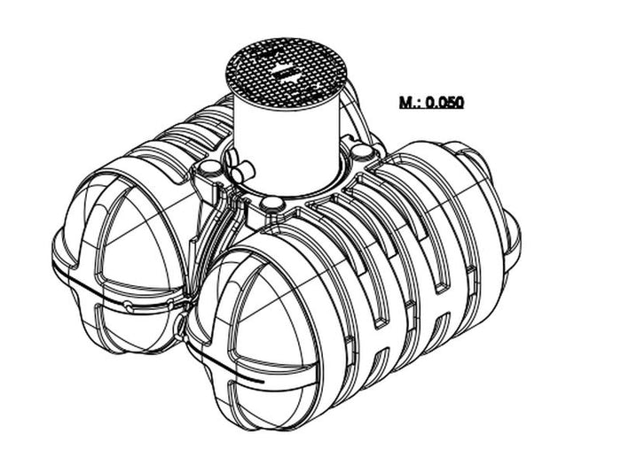 Roth Flachtank - Zisterne Twinbloc 5000 Liter mit Filterkorb, höhenverstabllbarem Domschacht und Abd