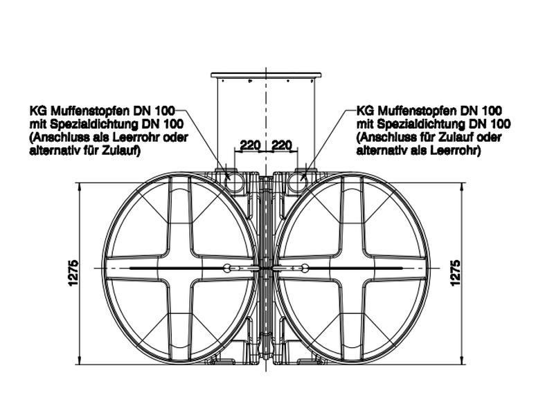 Roth Flachtank - Zisterne Twinbloc 5000 Liter mit höhenverstabllbarem Domschacht und Abdeckung