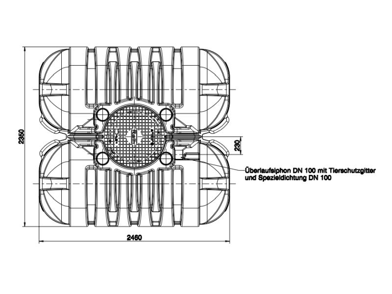 Roth Flachtank - Zisterne Twinbloc 5000 Liter mit höhenverstabllbarem Domschacht und Abdeckung