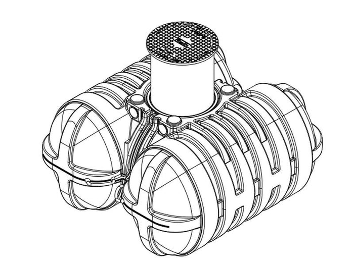 Roth Flachtank - Zisterne Twinbloc 5000 Liter mit höhenverstabllbarem Domschacht und Abdeckung