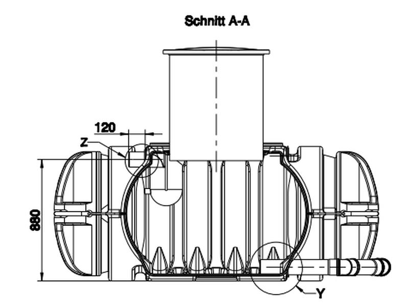 Roth Flachtank - Zisterne Twinbloc 7000 Liter (2 x 3500 L) mit höhenverstabllbarem Domschacht und Ab