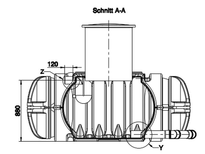 Roth Flachtank - Zisterne Twinbloc 7000 Liter (2 x 3500 L) mit höhenverstabllbarem Domschacht und Ab