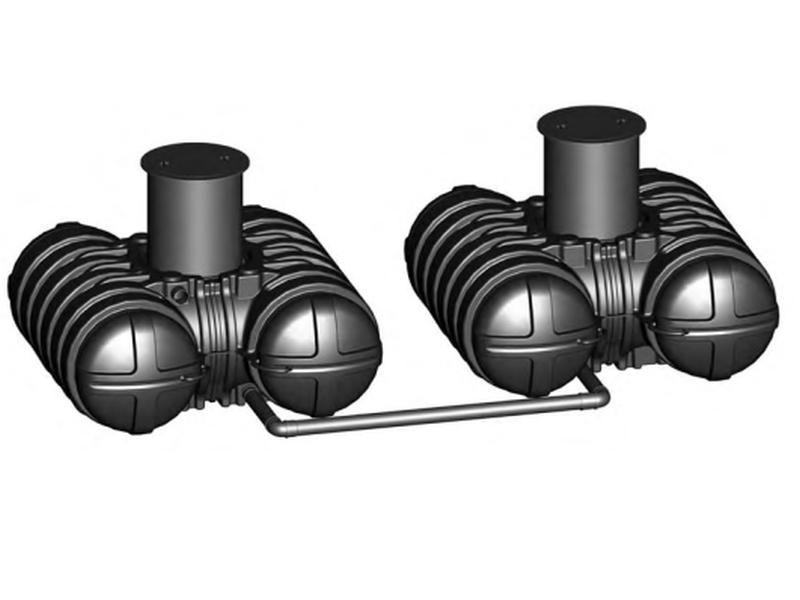 Roth Flachtank - Zisterne Twinbloc 7000 Liter (2 x 3500 L) mit Filterkorb, höhenverstabllbarem Domsc