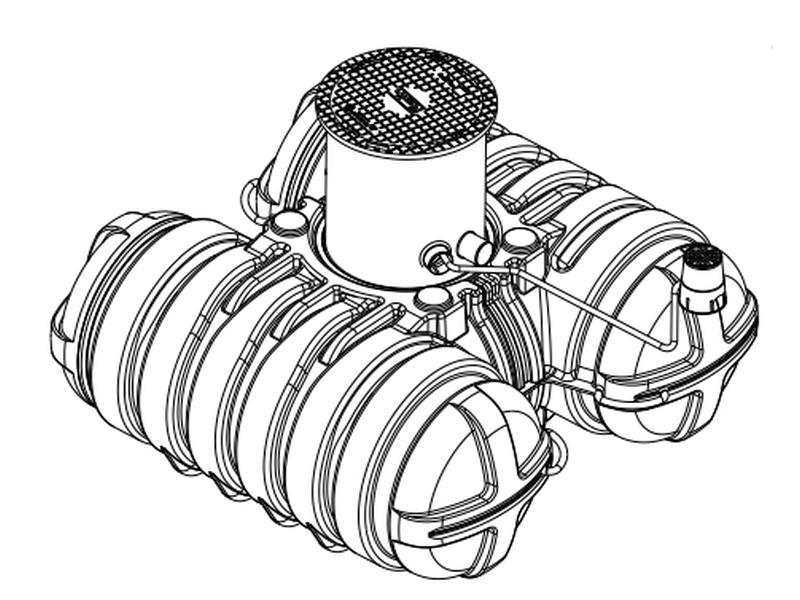 Roth Flachtank - Zisterne Twinbloc Garten-Set 3500 Liter mit Tauchpumpe
