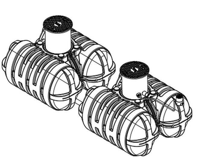 Roth Flachtank - Zisterne Twinbloc Garten-Set 10000 Liter (2 x 5000 L) mit Tauchpumpe