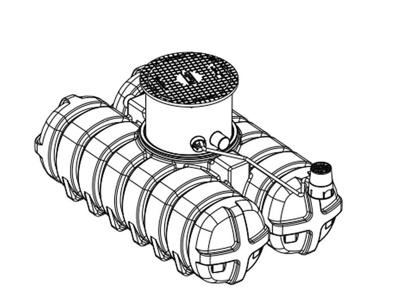 Roth Flachtank - Zisterne Twinbloc Garten-Set 1500 Liter mit Tauchpumpe