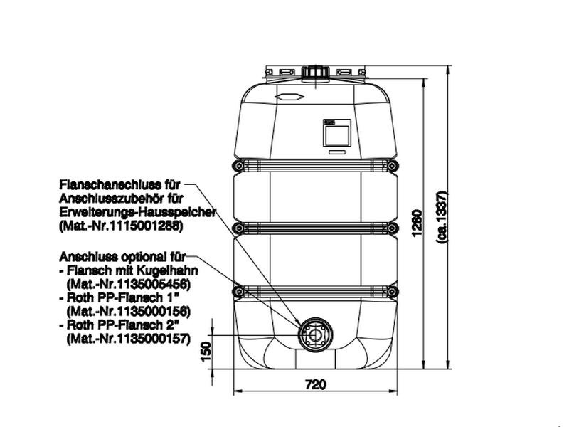 Roth Regenwasser-Hausspeicher Erweiterungsspeicher 1100 Liter
