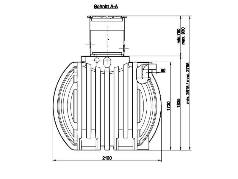 Roth Regenwasser-Zisterne 3500 Liter inkl. Domschacht, Deckel und Überlaufsiphon