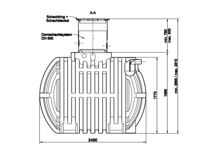 Roth Regenwasser-Zisterne 4500 Liter inkl. Domschacht, Deckel und Überlaufsiphon