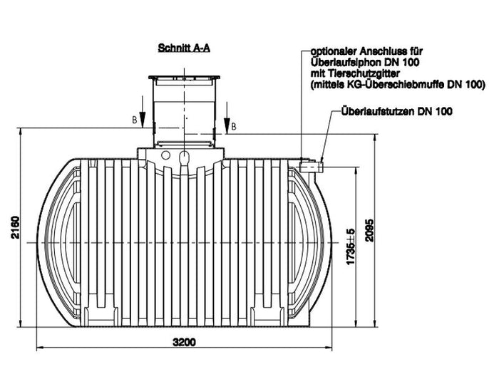 Roth Regenwasser-Zisterne 6000 Liter inkl. Domschacht, Deckel und Überlaufsiphon