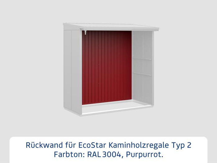 Rückwand EcoStar-Kaminholzregale Typ 2 rot
