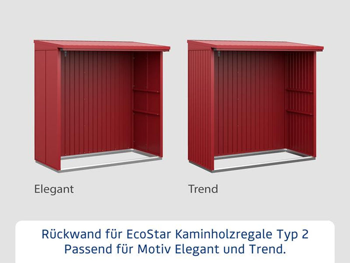 Rückwand EcoStar-Kaminholzregale Typ 2 rot