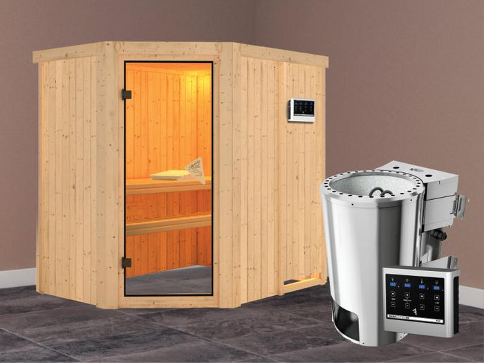 Saja - Karibu Sauna Plug & Play inkl. 3,6 kW-Bioofen - ohne Dachkranz -