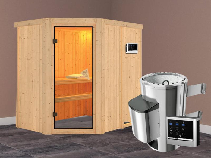 Saja - Karibu Sauna Plug & Play inkl. 3,6 kW-Ofen - ohne Dachkranz -