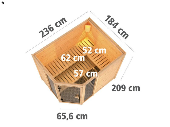 Sinai 3 - Karibu Sauna inkl. 9-kW-Bioofen - ohne Dachkranz -