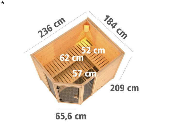 Sinai 3 - Karibu Sauna inkl. 9-kW-Ofen - ohne Dachkranz -