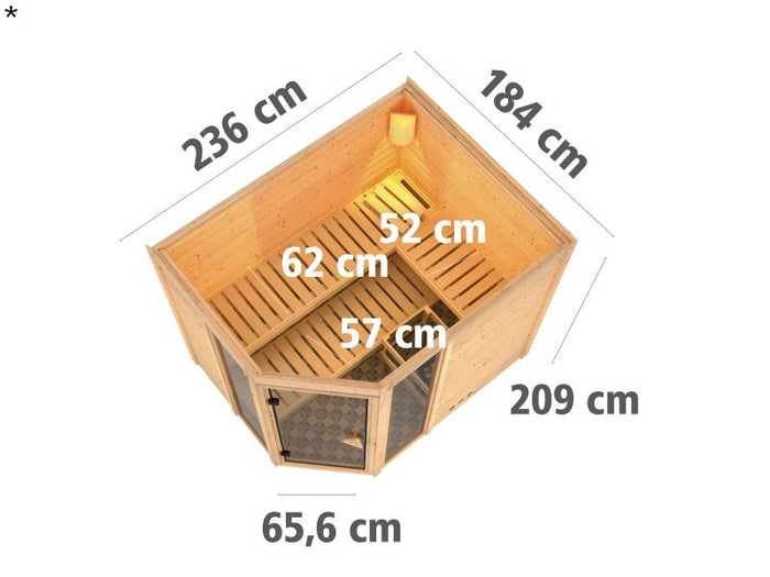 Sinai 3 - Karibu Sauna inkl. 9-kW-Ofen - ohne Dachkranz -