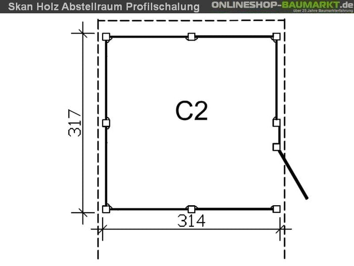 Skan Holz Abstellraum C2 für Carport 314 x 317 cm Profilschalung