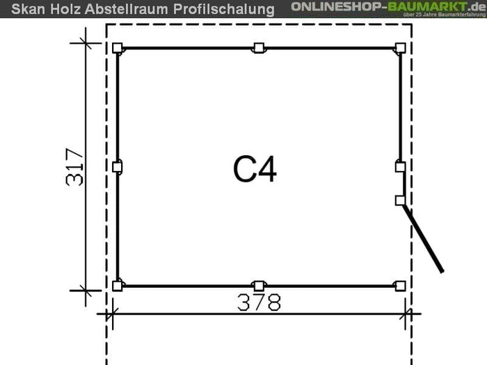 Skan Holz Abstellraum C4 für Carport 378 x 317 cm Profilschalung