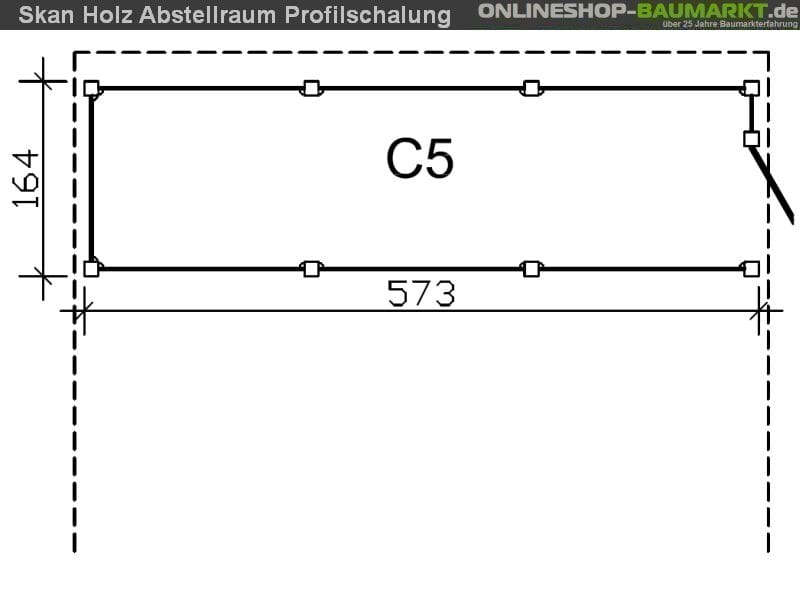 Skan Holz Abstellraum C5 für Carport 573 x 164 cm Profilschalung