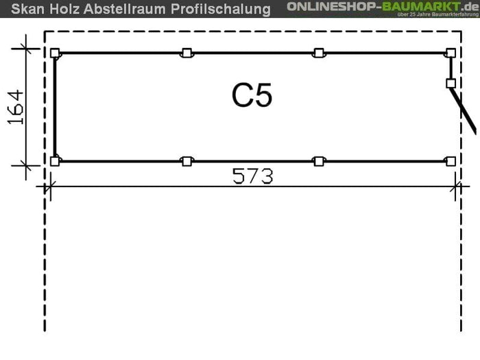 Skan Holz Abstellraum C5 für Carport 573 x 164 cm Profilschalung