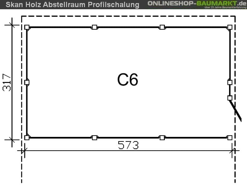 Skan Holz Abstellraum C6 für Carport 573 x 317 cm Profilschalung