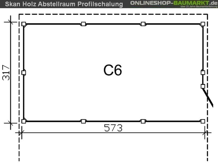 Skan Holz Abstellraum C6 für Carport 573 x 317 cm Profilschalung