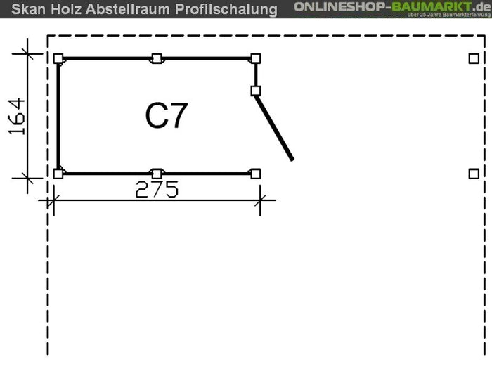 Skan Holz Abstellraum C7 für Carport 275 x 164 cm Profilschalung