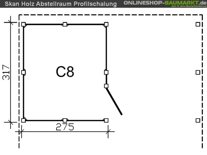 Skan Holz Abstellraum C8 für Carport 275 x 317 cm Profilschalung