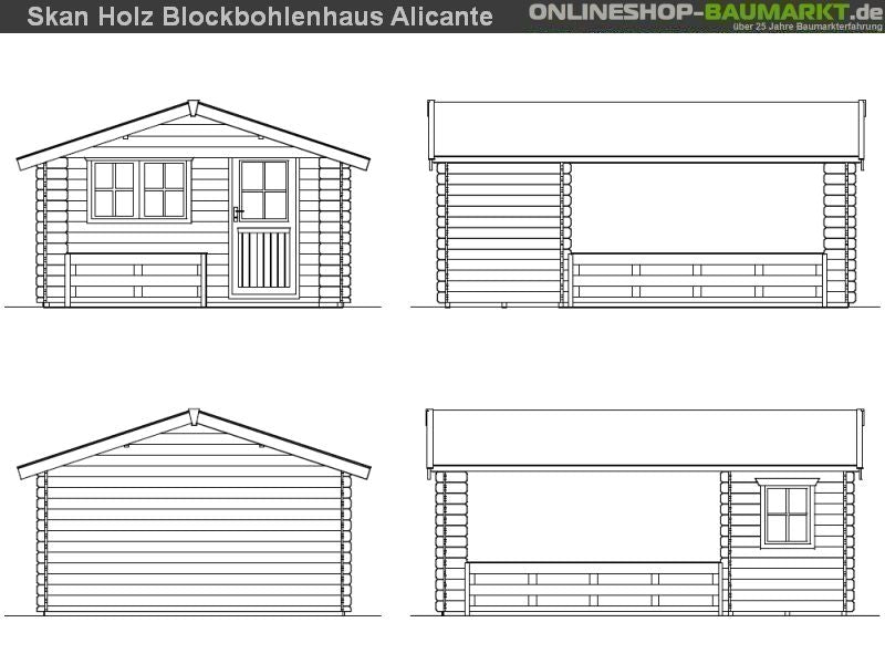Skan Holz Blockbohlenhaus Alicante Größe 1, 380 x 513 cm