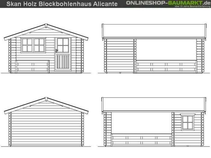 Skan Holz Blockbohlenhaus Alicante Größe 1, 380 x 513 cm