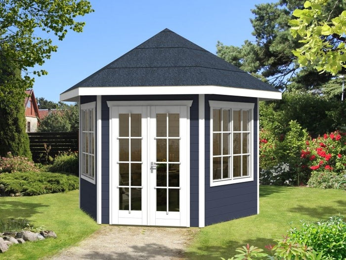 Skan Holz Blockbohlenhaus Almelo in Schiefergrau