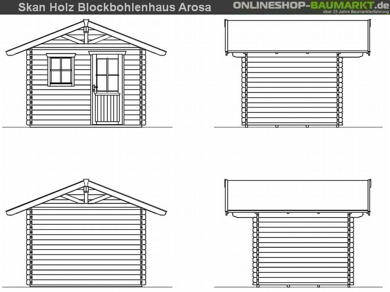 Skan Holz Blockbohlenhaus Arosa Größe 1, 300 x 250 cm