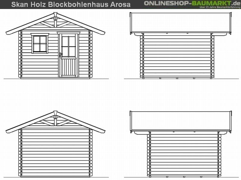 Skan Holz Blockbohlenhaus Arosa Größe 2, 300 x 300 cm
