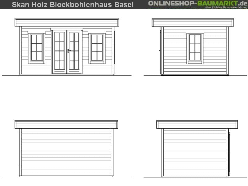 Skan Holz Blockbohlenhaus Basel 1 45plus, 420 x 300 cm