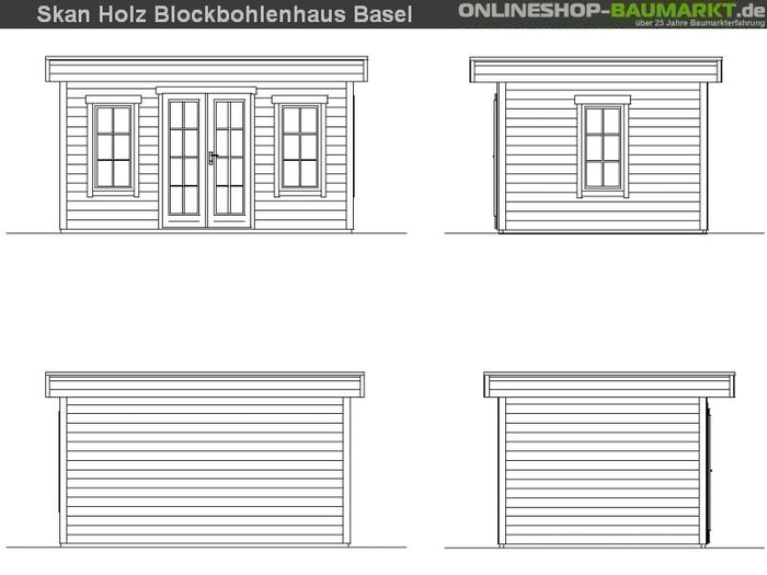Skan Holz Blockbohlenhaus Basel 1 45plus, 420 x 300 cm