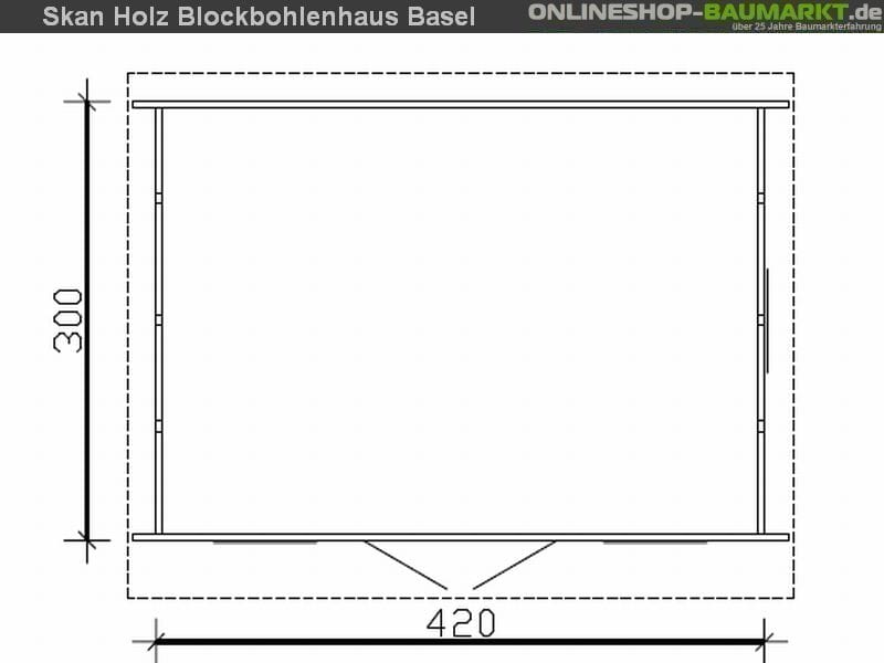 Skan Holz Blockbohlenhaus Basel 1 45plus, 420 x 300 cm