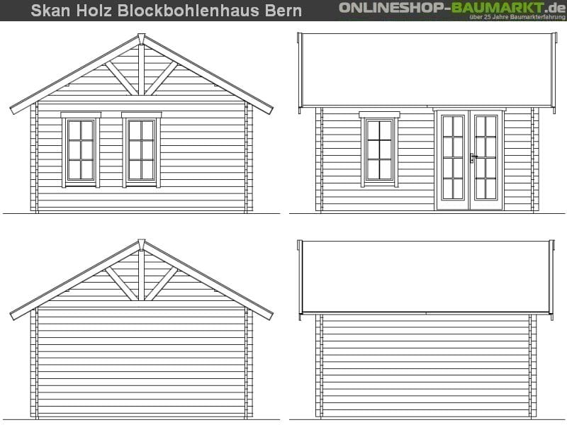 Skan Holz Blockbohlenhaus Bern 1 45plus, 420 x 420 cm