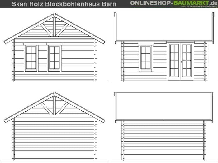 Skan Holz Blockbohlenhaus Bern 1 45plus, 420 x 420 cm