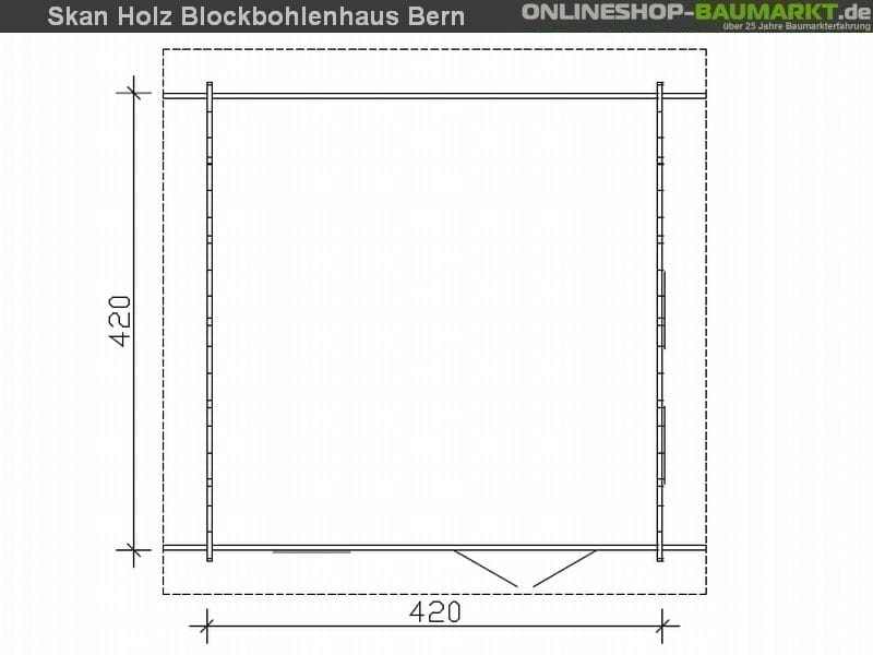 Skan Holz Blockbohlenhaus Bern 1 45plus, 420 x 420 cm