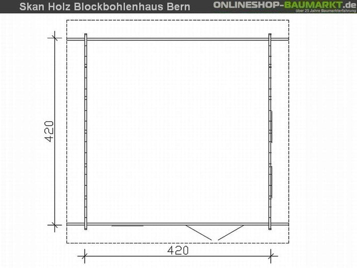 Skan Holz Blockbohlenhaus Bern 1 45plus, 420 x 420 cm