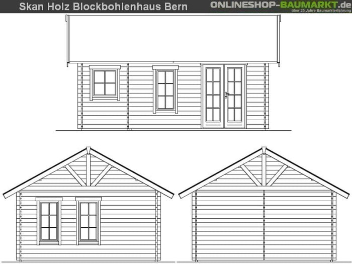 Skan Holz Blockbohlenhaus Bern 2 45plus, 560 x 420 cm