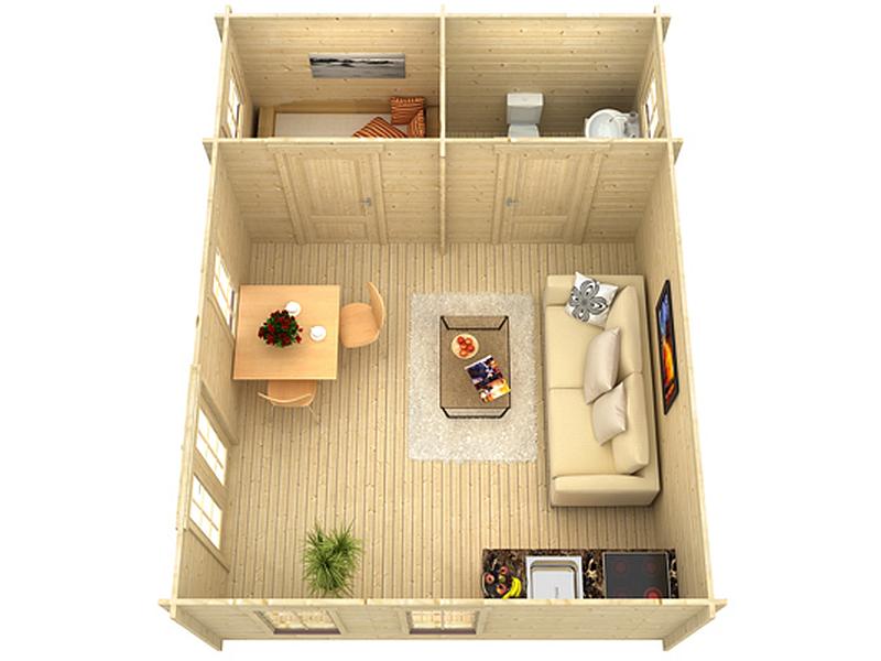 Skan Holz Blockbohlenhaus Bern 2 45plus, 560 x 420 cm