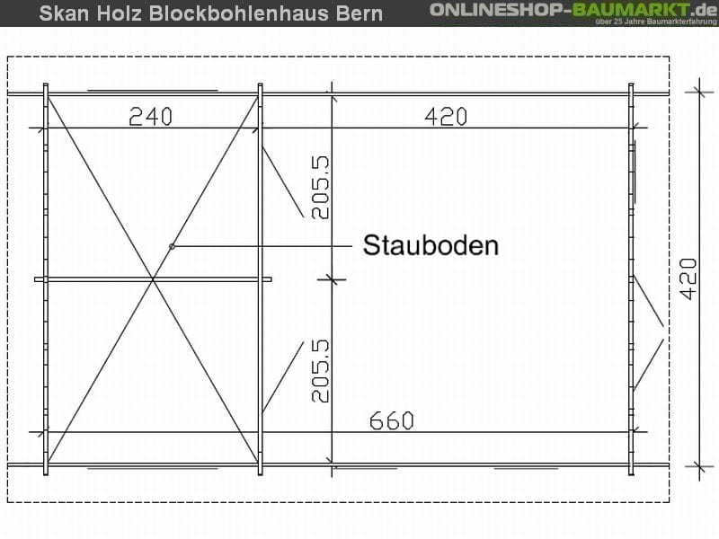 Skan Holz Blockbohlenhaus Bern 4 45plus, 660 x 420 cm