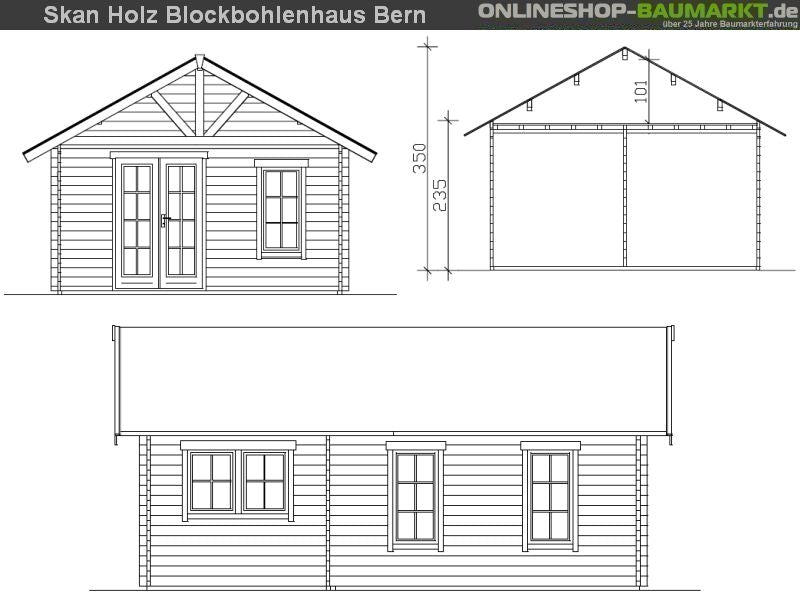Skan Holz Blockbohlenhaus Bern 4 45plus, 660 x 420 cm